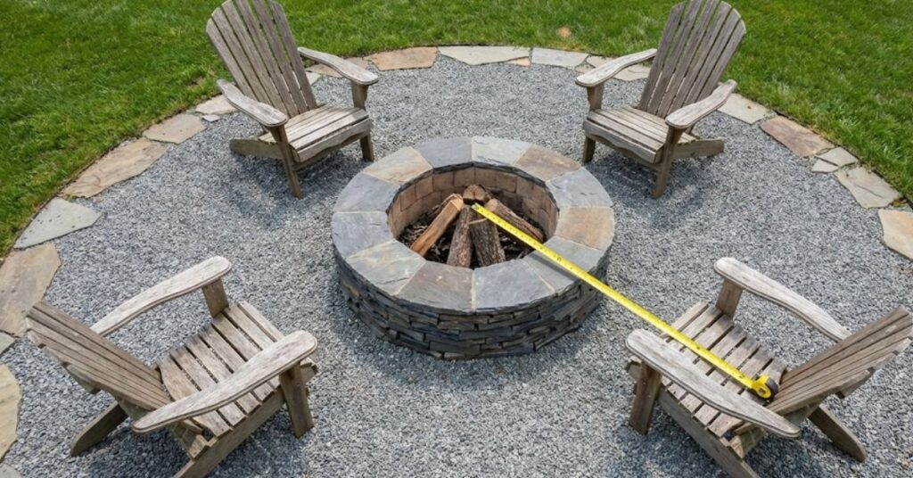 Stop Burning Your Lawn: The Grumpy Man’s Guide to Fire Pit Seating Area Ideas 3 Overhead view of fire pit seating clearance measurements.