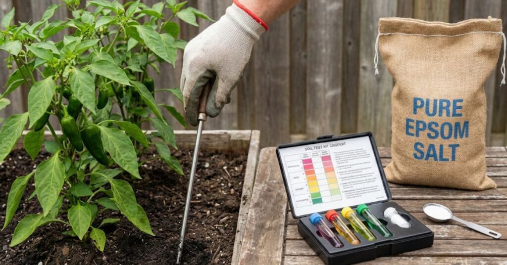 Stop Throwing Bath Salts at Your Tomatoes: The Grumpy Truth About Epsom Salt in the Garden 2 Dissolving Epsom salt crystals in a watering can for garden use.