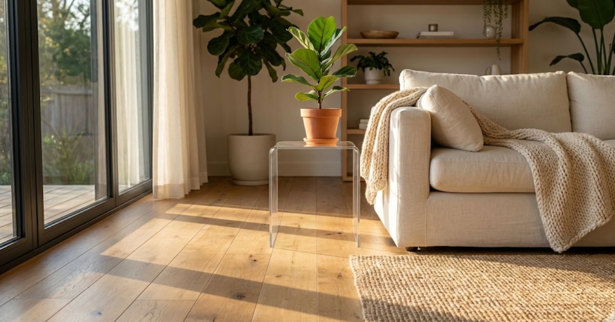 A clean and decluttered modern living room in 2026.
