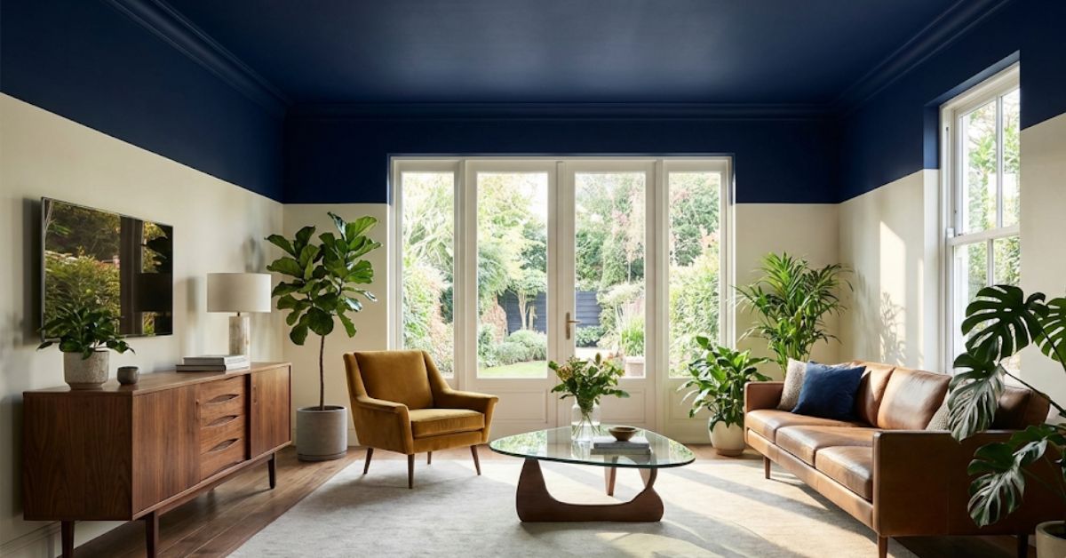 A modern living room featuring the 2026 color capping interior design trend.
