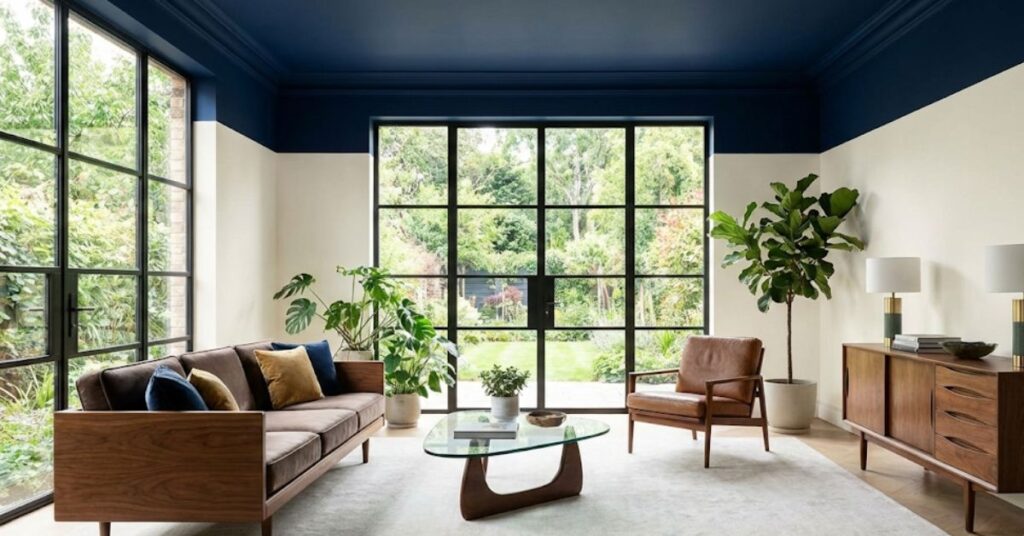 Is "Color Capping" the New Color Drenching? The Truth About 2026's Boldest Trend 2 A modern living room featuring the 2026 color capping interior design trend.
