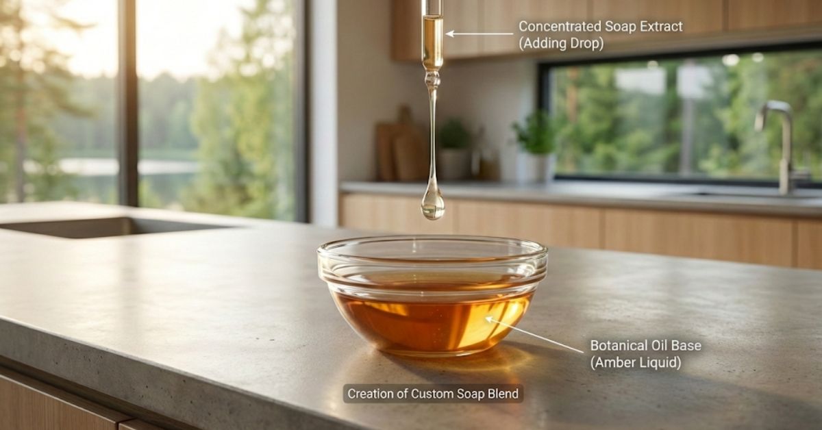 Best DIY fruit fly trap with apple cider vinegar and dish soap in a kitchen.