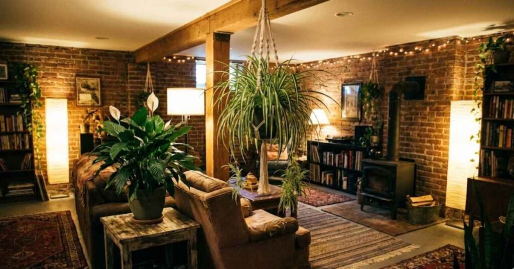 The Only Basement House Plants That Won't Die (Even with Zero Light) 8 Air-purifying plants in a cozy basement apartment.