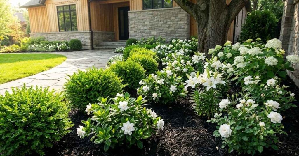 Black Dyed Mulch: The Brutal Truth About Garden Pros, Cons, and Ugly Fungi 3 Professional garden bed featuring black velvet mulch for high visual contrast.