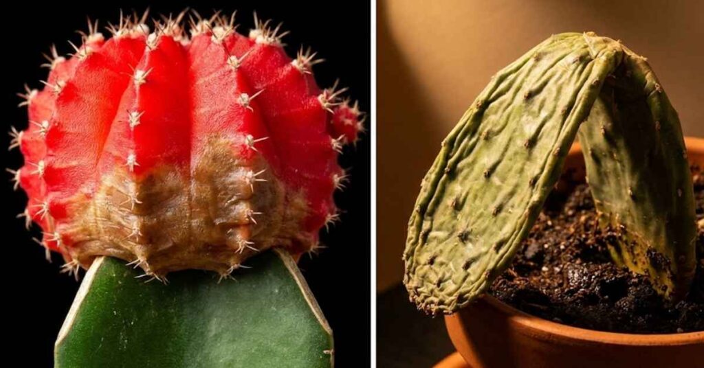 Stop Killing Your Moon Cactus: The Professional Guide to Cacti Care and Growing 7 Close-up of moon cactus stem rot caused by overwatering.